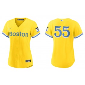 Women's Boston Red Sox Matthew Strahm Gold Light Blue City Connect Replica Jersey