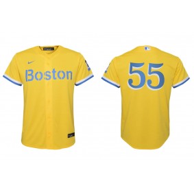Youth Boston Red Sox Matthew Strahm Gold Light Blue City Connect Replica Jersey