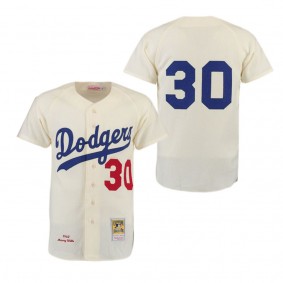 Maury Wills 1962 Brooklyn Dodgers Mitchell & Ness Authentic Throwback Jersey Cream