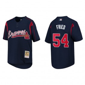 Max Fried Atlanta Braves Navy Cooperstown Collection Mesh Batting Practice Jersey