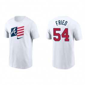 Max Fried Atlanta Braves White Americana Flag T-Shirt