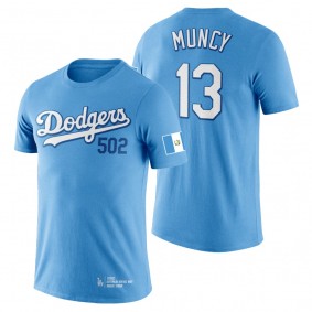 Max Muncy Dodgers Guatemalan Heritage Night Blue T-Shirt