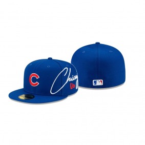 Men's Chicago Cubs Cursive Royal 59FIFTY Fitted Hat