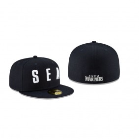 Men's Seattle Mariners Ligature Black 59FIFTY Fitted Hat