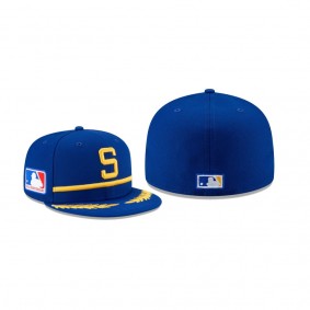 Men's Seattle Mariners 100th Anniversary Patch Royal 59FIFTY Fitted Hat