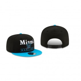 Men's Miami Marlins Two Tone Retro Black 9FIFTY Snapback Hat