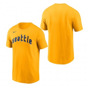 Men's Seattle Mariners Gold 2023 City Connect Wordmark T-Shirt