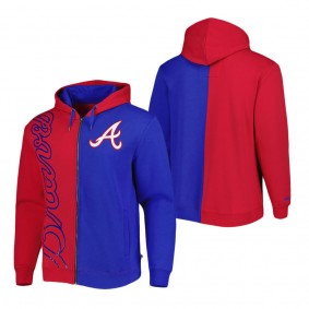 Men's Atlanta Braves Mitchell & Ness Red Royal Fleece Full-Zip Hoodie