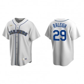 Men's Cal Raleigh Seattle Mariners White Cooperstown Collection Home Jersey
