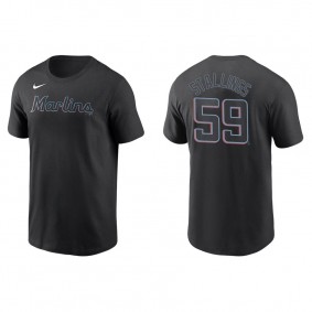 Men's Jacob Stallings Miami Marlins Black Name & Number Nike T-Shirt