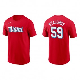 Men's Jacob Stallings Miami Marlins Red 2021 City Connect Wordmark T-Shirt