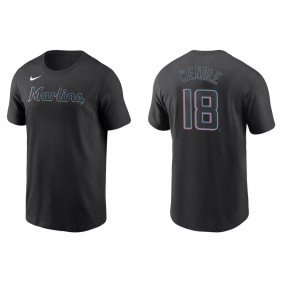 Men's Joey Wendle Miami Marlins Black Name & Number Nike T-Shirt