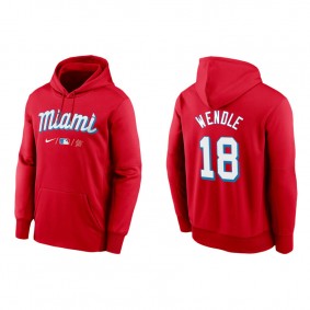 Men's Joey Wendle Miami Marlins Red 2021 City Connect Therma Hoodie