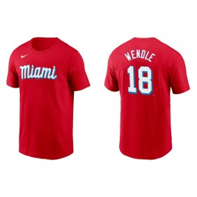 Men's Joey Wendle Miami Marlins Red 2021 City Connect Wordmark T-Shirt