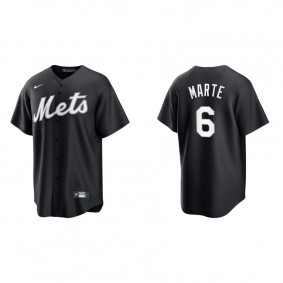 Men's Starling Marte New York Mets Black White Replica Official Jersey