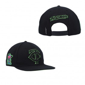Men's Minnesota Twins Pro Standard Black Cooperstown Collection Neon Prism Snapback Hat