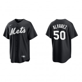 Men's New York Mets Francisco Alvarez Black White Replica Official Jersey