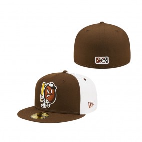 Men's Portland Sea Dogs New Era Brown White Theme Night 59FIFTY Fitted Hat