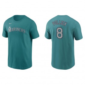 Men's AJ Pollock Seattle Mariners Aqua Name & Number T-Shirt