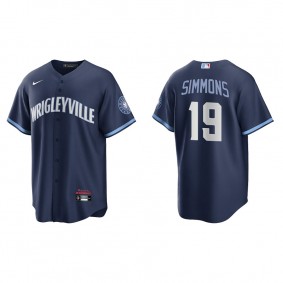 Men's Chicago Cubs Andrelton Simmons Navy 2021 City Connect Replica Jersey
