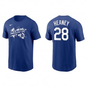 Men's Los Angeles Dodgers Andrew Heaney Royal 2021 City Connect Graphic T-Shirt