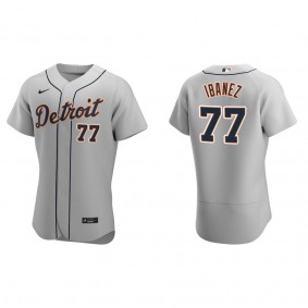 Men's Detroit Tigers Andy Ibanez Gray Authentic Road Jersey
