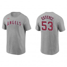 Men's Carlos Estevez Los Angeles Angels Gray Name & Number T-Shirt