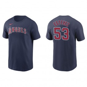 Men's Carlos Estevez Los Angeles Angels Navy Name & Number T-Shirt