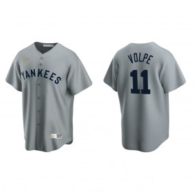 Men's Anthony Volpe New York Yankees Gray Cooperstown Collection Road Jersey