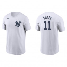 Men's Anthony Volpe New York Yankees White Name & Number T-Shirt