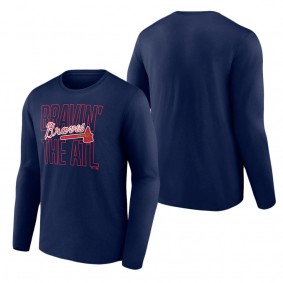 Men's Atlanta Braves Navy Pitch Out Long Sleeve T-Shirt