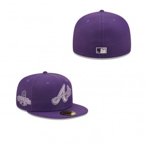 Men's Atlanta Braves Purple 2021 World Series Champions Lavender Undervisor 59FIFTY Fitted Hat