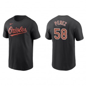 Men's Cionel Perez Baltimore Orioles Black Name & Number T-Shirt