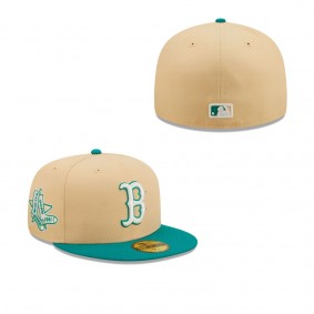 Men's Boston Red Sox Natural Teal Mango Forest 59FIFTY fitted hat