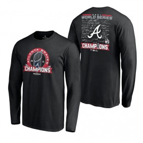 Men's Atlanta Braves Black 2021 World Series Champions Signature Roster Long Sleeve T-Shirt
