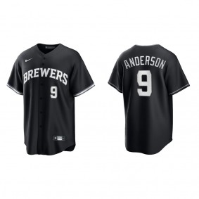 Men's Brian Anderson Milwaukee Brewers Black White Replica Official Jersey