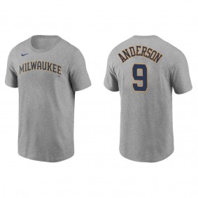 Men's Brian Anderson Milwaukee Brewers Gray Name & Number T-Shirt