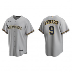 Men's Brian Anderson Milwaukee Brewers Gray Replica Road Jersey