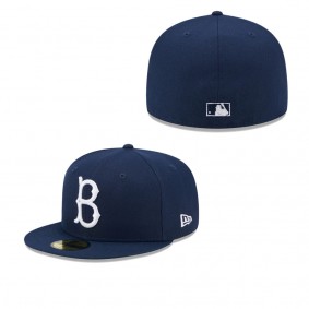 Men's Brooklyn Dodgers Navy Cooperstown Collection Oceanside Green Undervisor 59FIFTY Fitted Hat