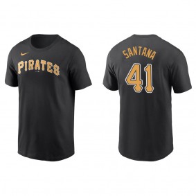 Men's Pittsburgh Pirates Carlos Santana Black Name & Number T-Shirt