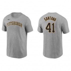 Men's Pittsburgh Pirates Carlos Santana Gray Name & Number T-Shirt