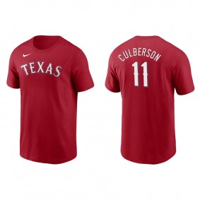 Men's Texas Rangers Charlie Culberson Red Name & Number Nike T-Shirt
