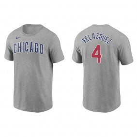 Men's Nelson Velazquez Chicago Cubs Gray Name & Number T-Shirt