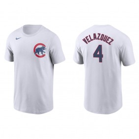 Men's Nelson Velazquez Chicago Cubs White Name & Number T-Shirt