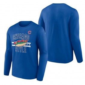 Men's Chicago Cubs Royal Doggie Long Sleeve T-Shirt