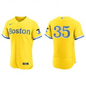 Men's Boston Red Sox Christin Stewart Gold Light Blue 2021 City Connect Authentic Jersey