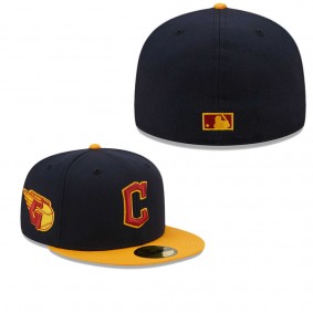 Men's Cleveland Guardians Navy Gold Primary Logo 59FIFTY Fitted Hat
