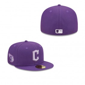 Men's Cleveland Guardians Purple Lavender Undervisor 59FIFTY Fitted Hat