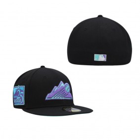 Men's Colorado Rockies Black 25th Anniversary Black Light 59FIFTY Fitted Hat