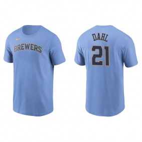 Men's Milwaukee Brewers David Dahl Light Blue Name & Number Nike T-Shirt